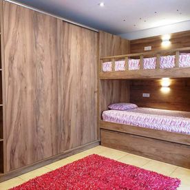 wardrobe and bed